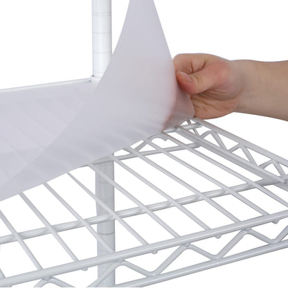 7 Tier Metal Shelf Wire Shelving Unit - Adjustable Storage Rack with Wheels, White