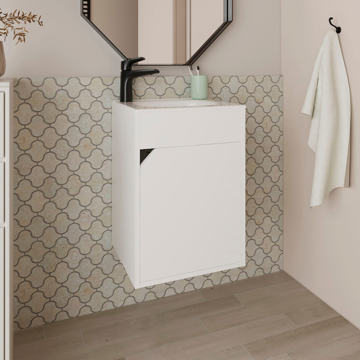 White Bathroom Floating Vanity with a Door - Storage & Style