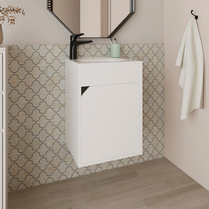 White Bathroom Floating Vanity with a Door - Storage & Style