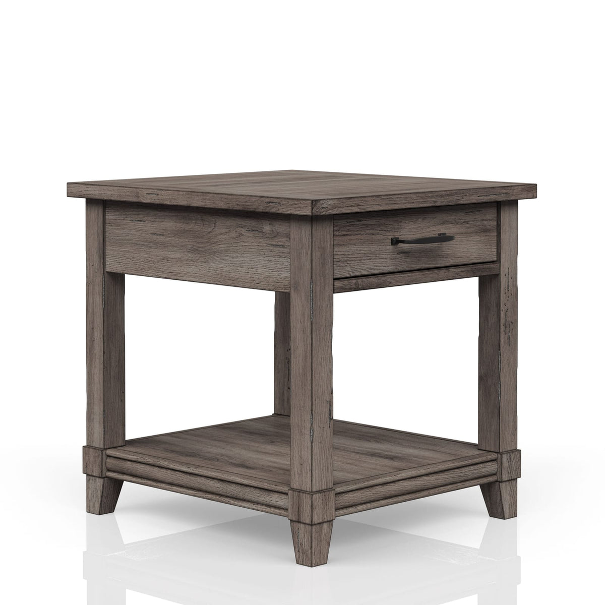 Gray Solid Wood End Table with Storage - 26" x 24"