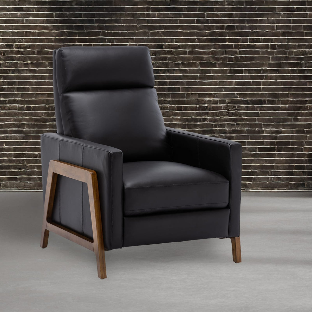 Richland Leather Push Back Recliner - Black: Modern Comfort & Style