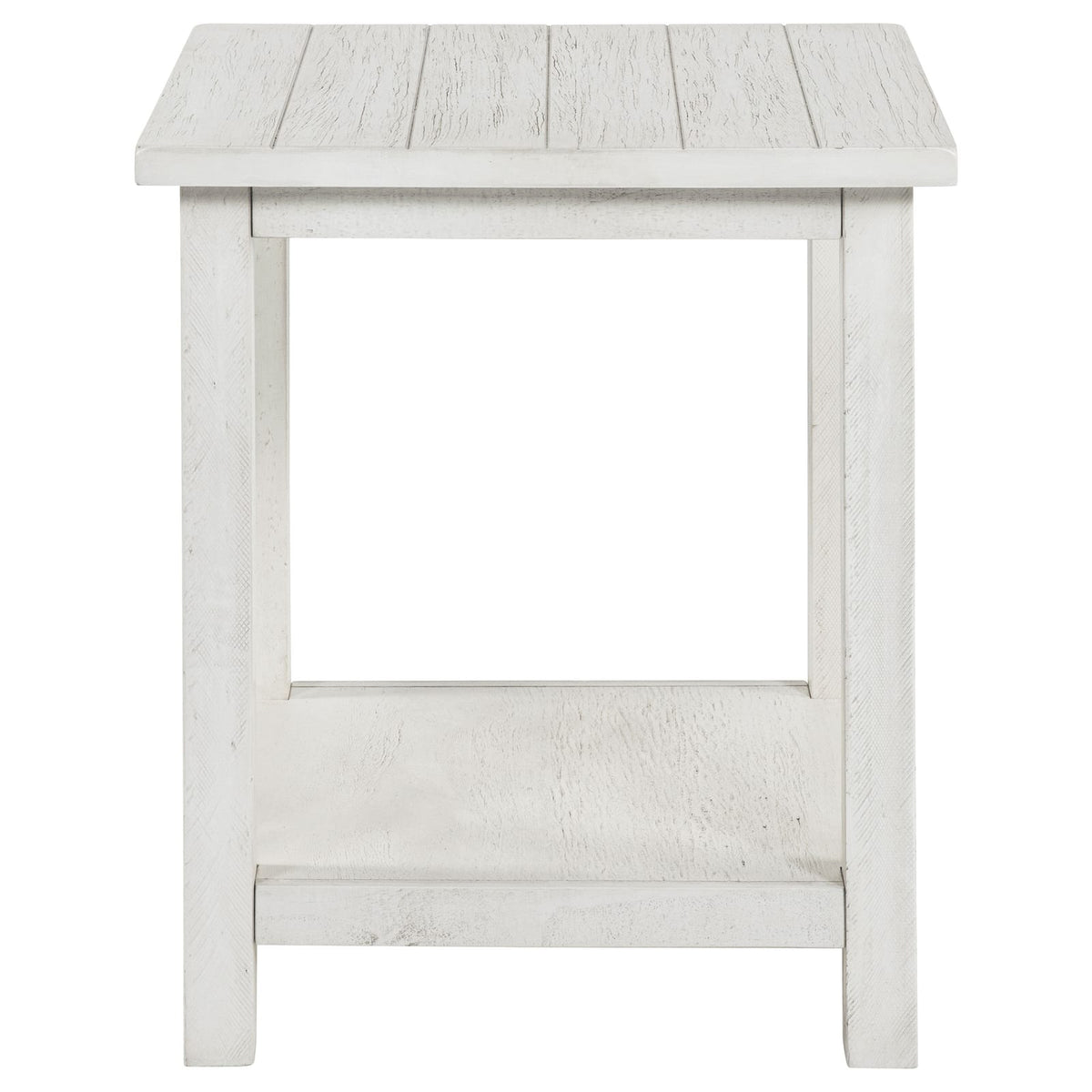 White Farmhouse End Table with Shelves - 20" x 20"