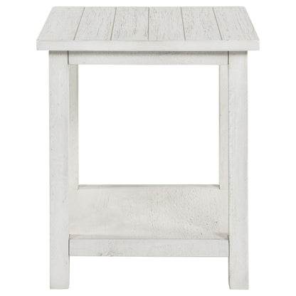 White Farmhouse End Table with Shelves - 20" x 20"