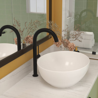 16x13 White Ceramic Oval Vessel Bathroom Sink - Stain Resistant