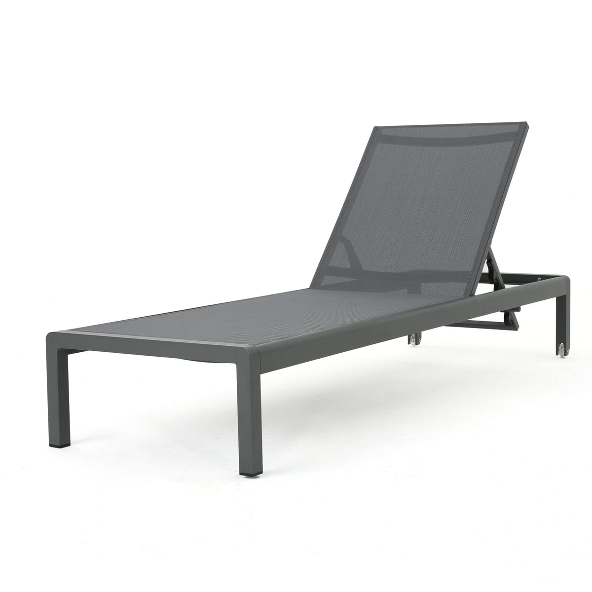 Gray Mesh Chaise Lounge - Outdoor Patio Seating