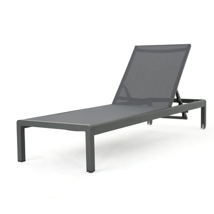Gray Mesh Chaise Lounge - Outdoor Patio Seating