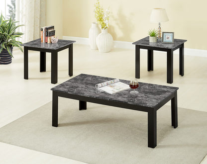 3pc Traditional Gray Wood Coffee Table Set - Rectangular & Square