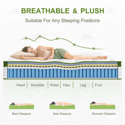 King Size Green Hybrid Mattress - 12 Inch Memory Foam