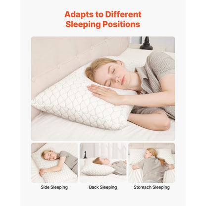 King Size Memory Foam Pillow - White, Adjustable Support