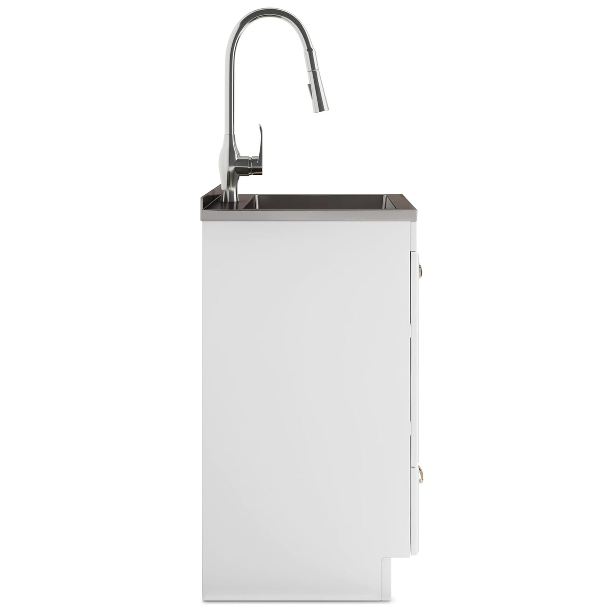 White Shaker Bathroom Vanity Cabinet with Integrated Sink