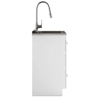 White Shaker Bathroom Vanity Cabinet with Integrated Sink