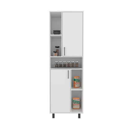 White Engineered Wood Pantry Cabinet - 16.2 x 23.6 x 74.8", Kitchen Storage