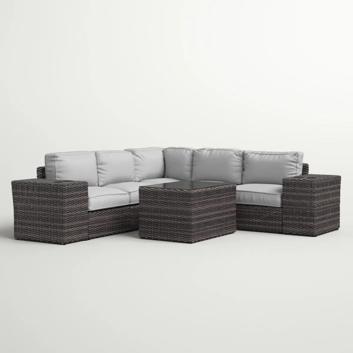 Grey Wicker Patio Furniture Set 8 Piece