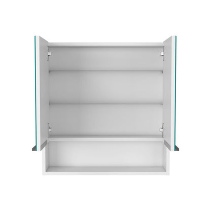 White Bathroom Storage Cabinet with Mirror - 23.4" Wide