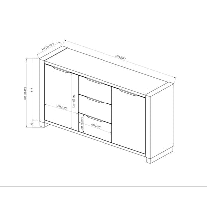 Natural Solid Wood Buffet with Cabinets - 60" Dining Server