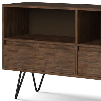 Chase Low Bookcase - Dark Brown Wood Display Shelves for Living Room
