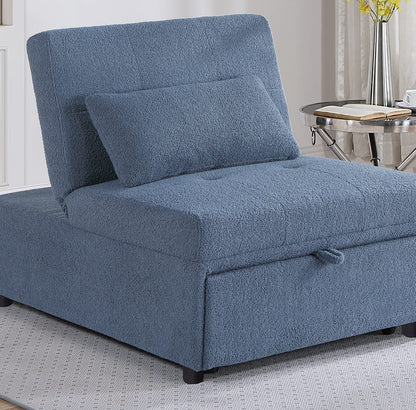 Blue Grey Sleeper Sofa Chair - 1 Seat Convertible for Living Room