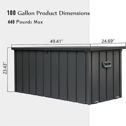 Large Dark Gray Outdoor Storage Box - 100 Gallon Deck Box