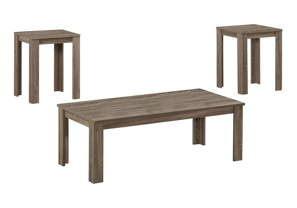 Taupe Particle Board Coffee Table Set with End Tables for Living Room