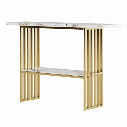 Modern Gold Metal Console Table - Storage Entryway Table