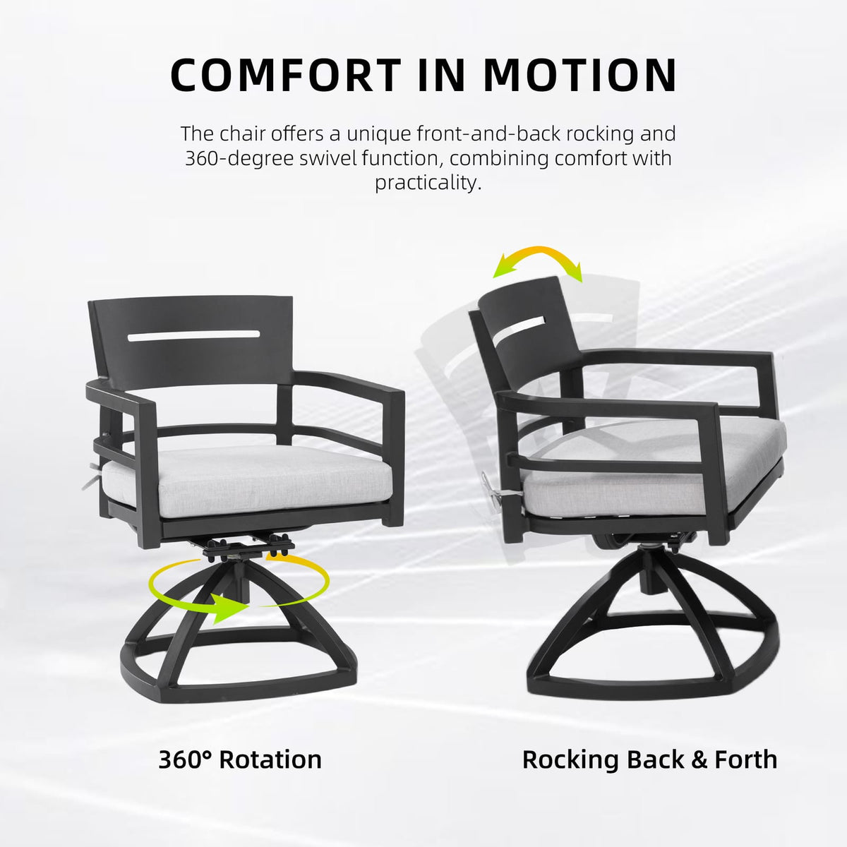 Ember Black Aluminum Patio Swivel Rocker 2-Piece Set