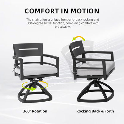 Ember Black Aluminum Patio Swivel Rocker 2-Piece Set
