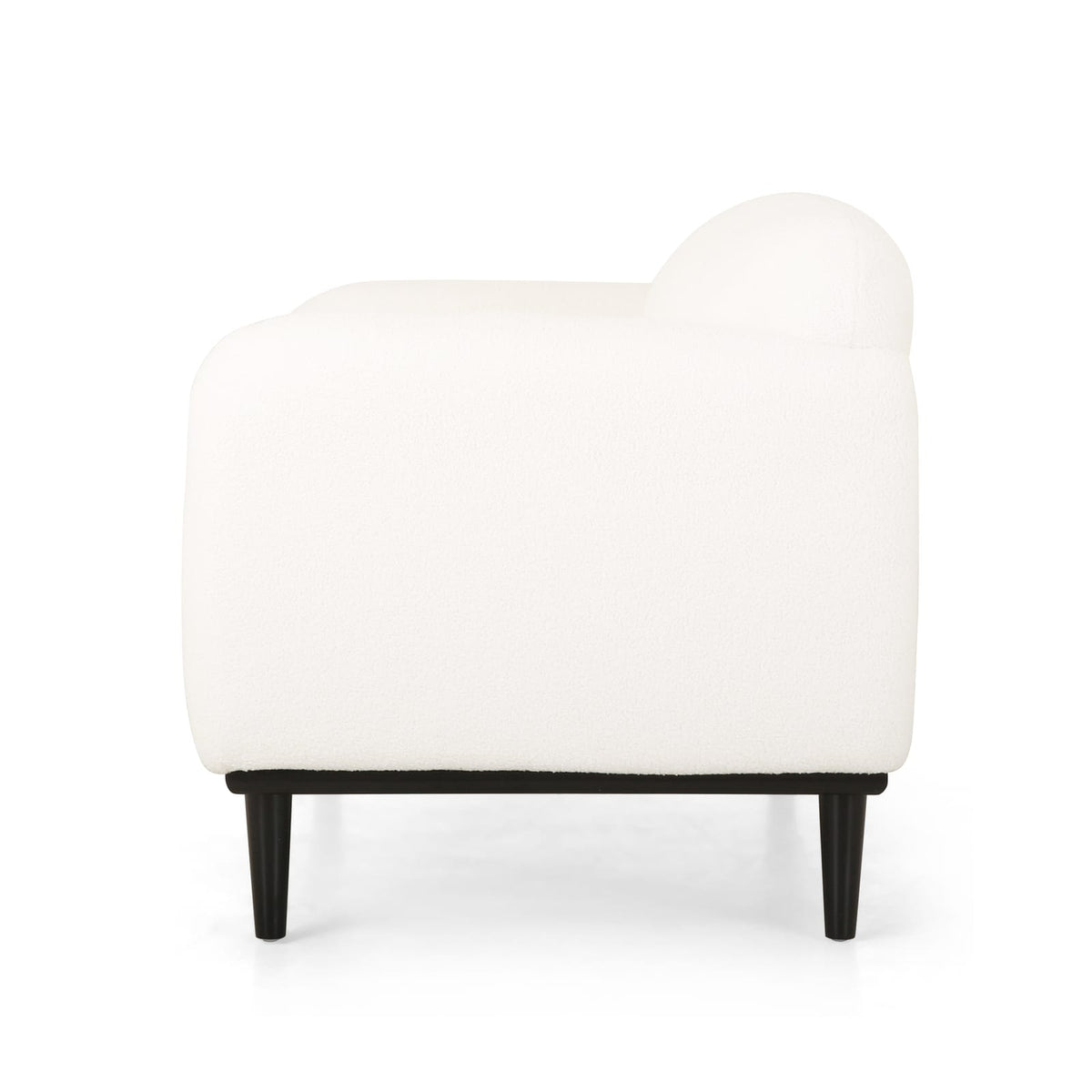 White Polyester Loveseat with Birch Wood Legs for Modern Living Room