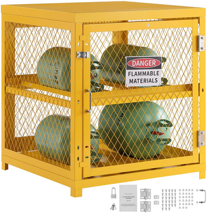 Yellow Q235 Cylinder Storage Cabinet - 31x30x35 Inch