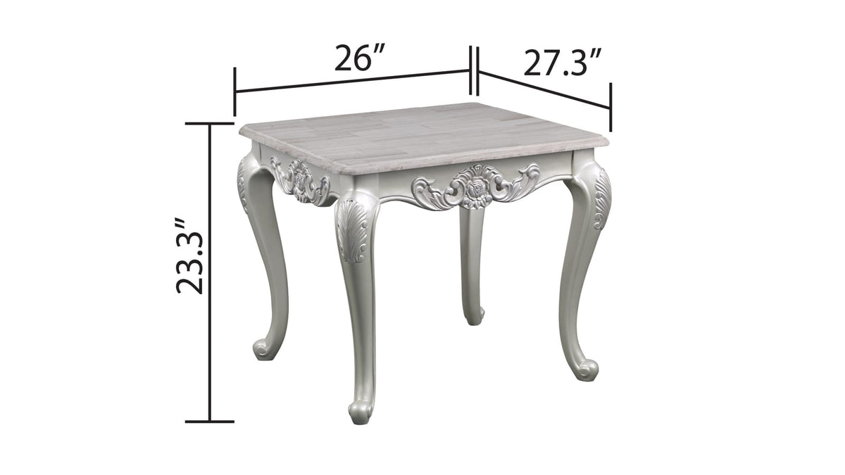 Silver Wood Parsons End Table - 27" Living Room Table