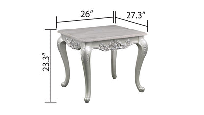 Silver Wood Parsons End Table - 27" Living Room Table