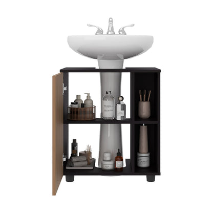 Wenge Bathroom Vanity with Storage - Pedestal Sink Cabinet