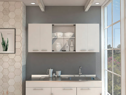 White Wall Cabinet with Shelves - 12.4 x 59.1"