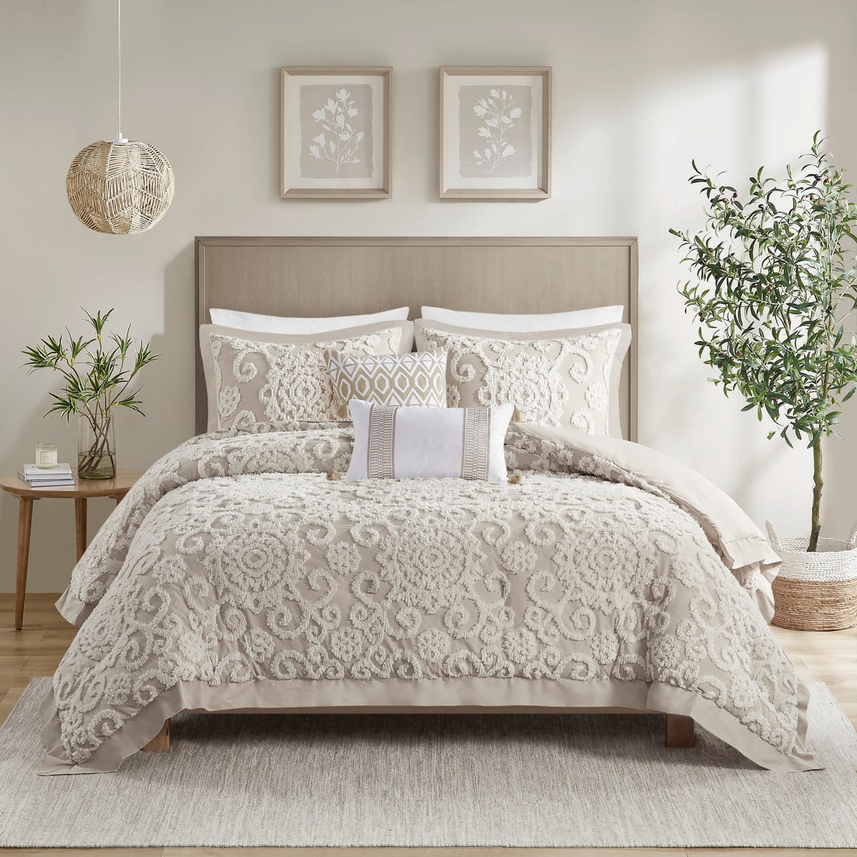 King Size Cotton Comforter Set Taupe
