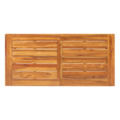 Transitional Acacia Wood Patio Dining Set with Iron Frame