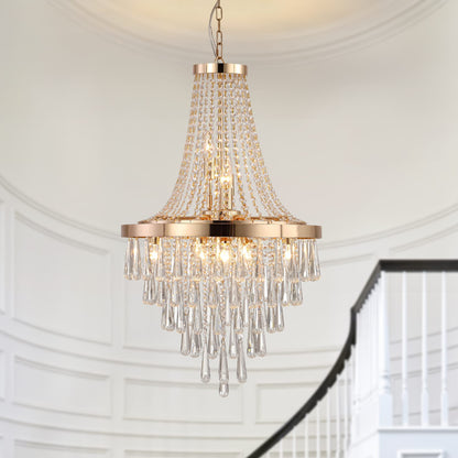 Gold Crystal Chandelier - 11 Lights - Living Room Lighting