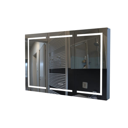 53 Inch Black Medicine Cabinet with Mirror & LED Light