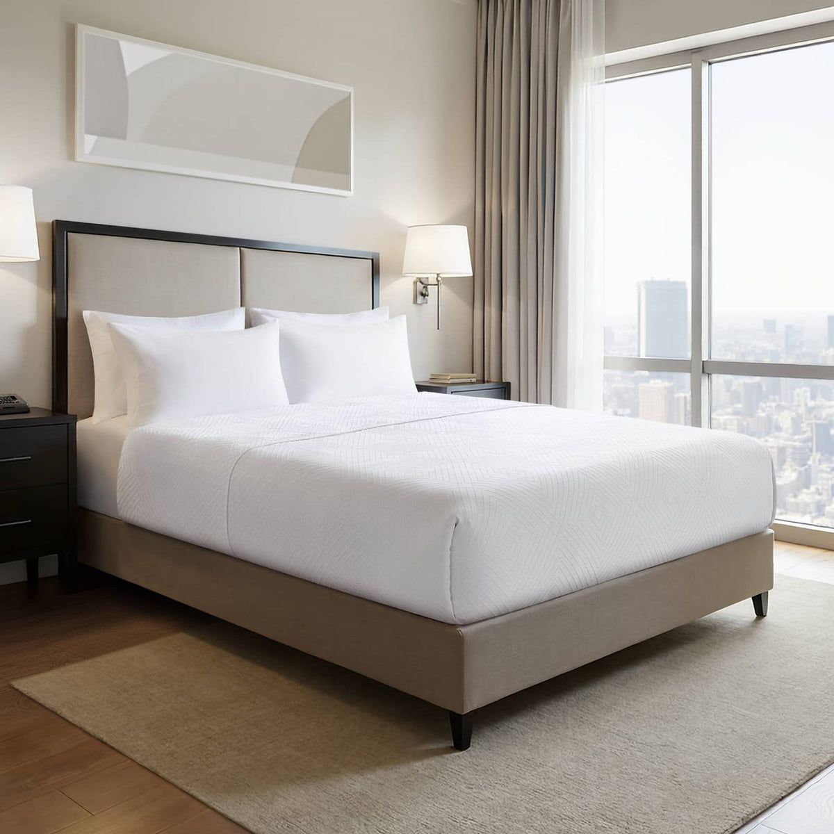1-Piece Full/Queen Essential Lark Coverlet, White - Soft Polyester Blanket