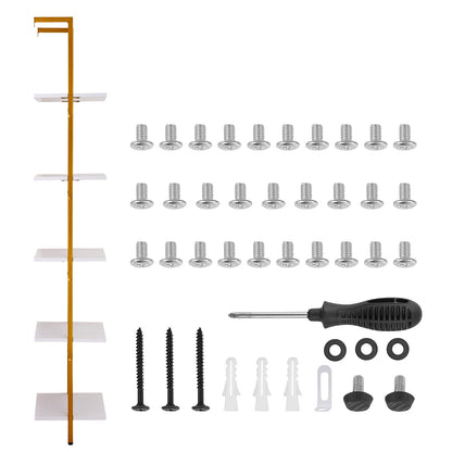 Industrial Square Pipe Shelf 5 Tier White Gold Wall Mount
