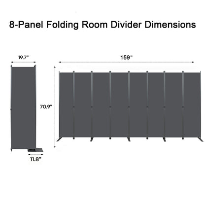 8-Panel Privacy Screen - 159" Wide Room Divider