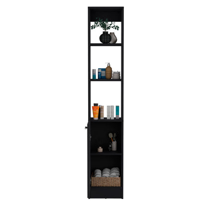 Black Bathroom Storage Cabinet - 6 Shelves, Freestanding Tall Cabinet