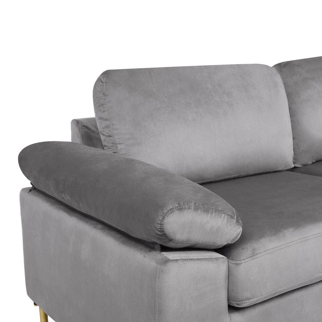 Gray Velvet 3 Seat Sofa - 51.6" L for Living Room Apartments