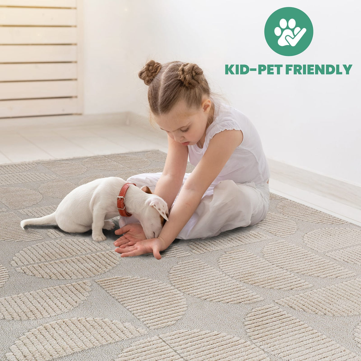 22" x 8 Beige Polypropylene Runner Rug - Modern Bedroom or Hallway