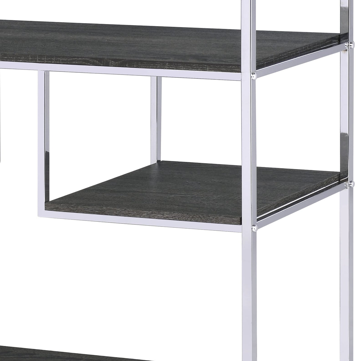 Rustic Grey Oak and Chrome 8-Shelf Bookshelf - Storage & Display