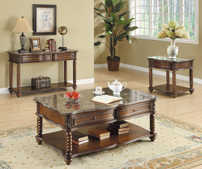 Mahogany Square End Table with Marble Top