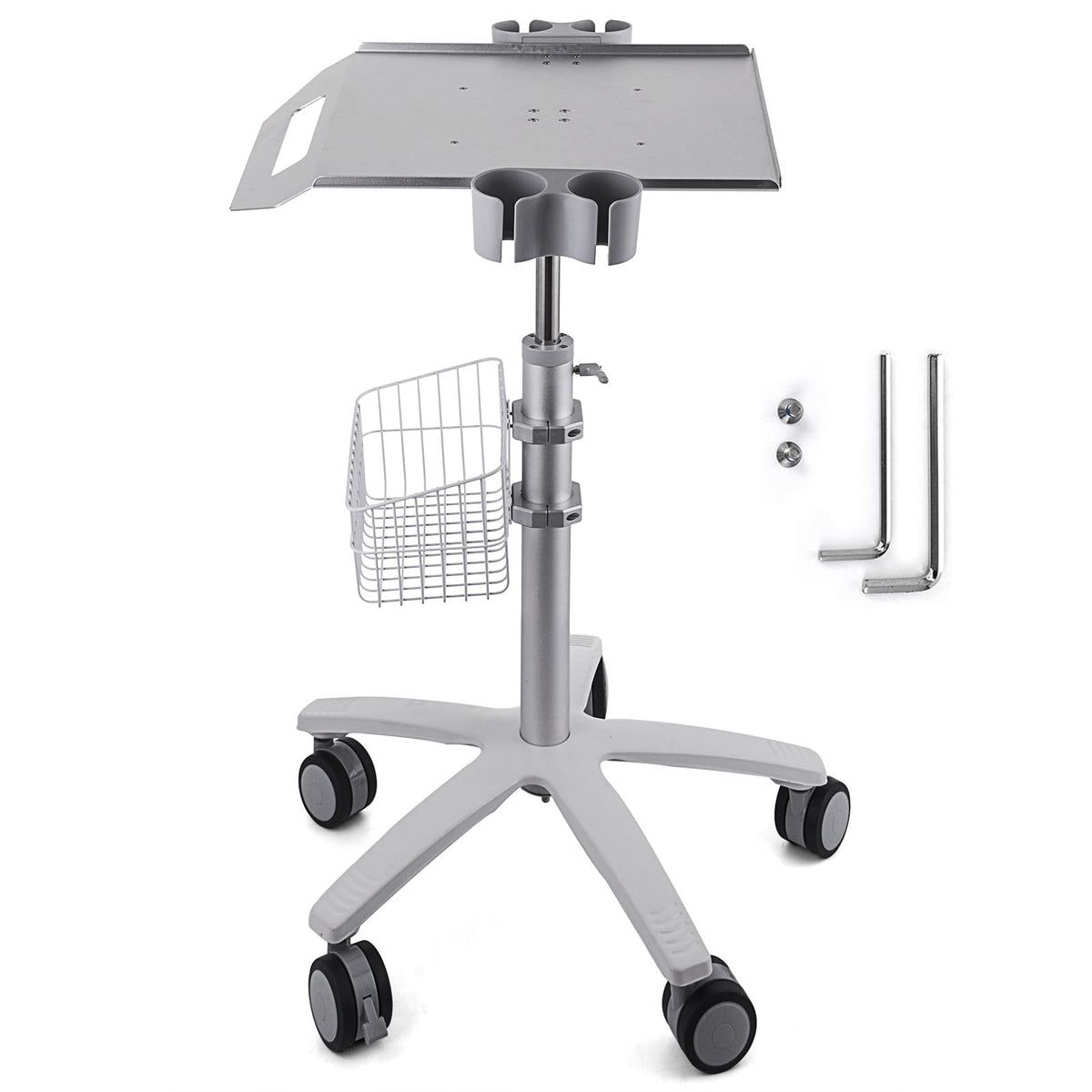 Stainless Steel Medical Cart - Adjustable Height Rolling Utility Cart