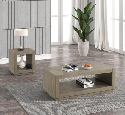 Natural Engineered Wood End Table - 20" Square for Living Room