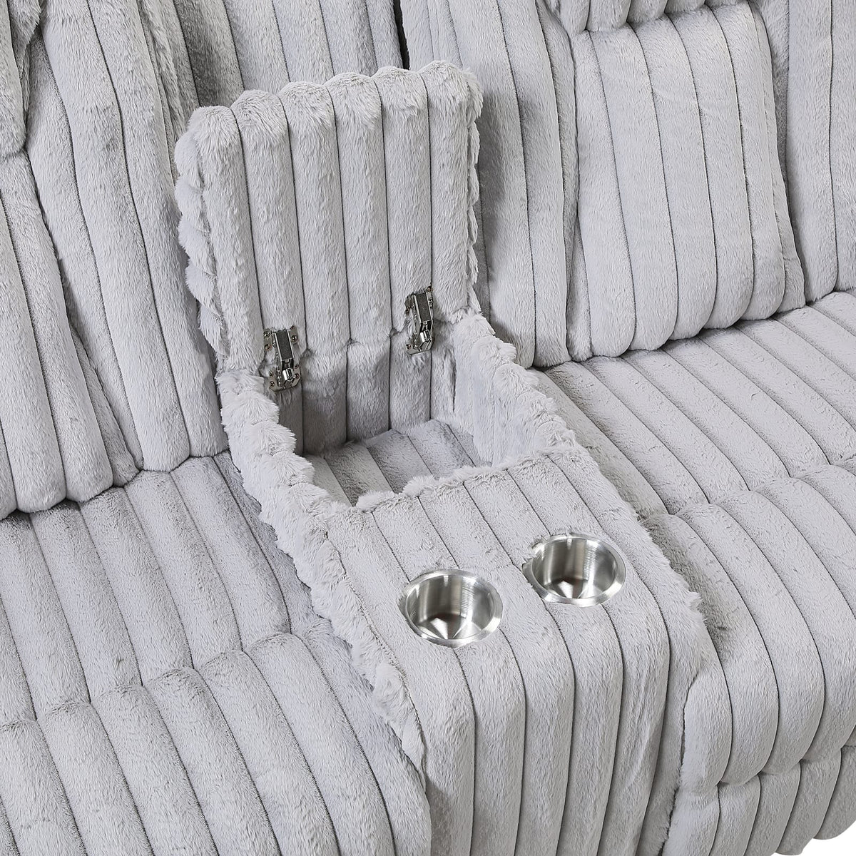 Light Gray Recliner Loveseat - Corduroy Comfort for Living Room