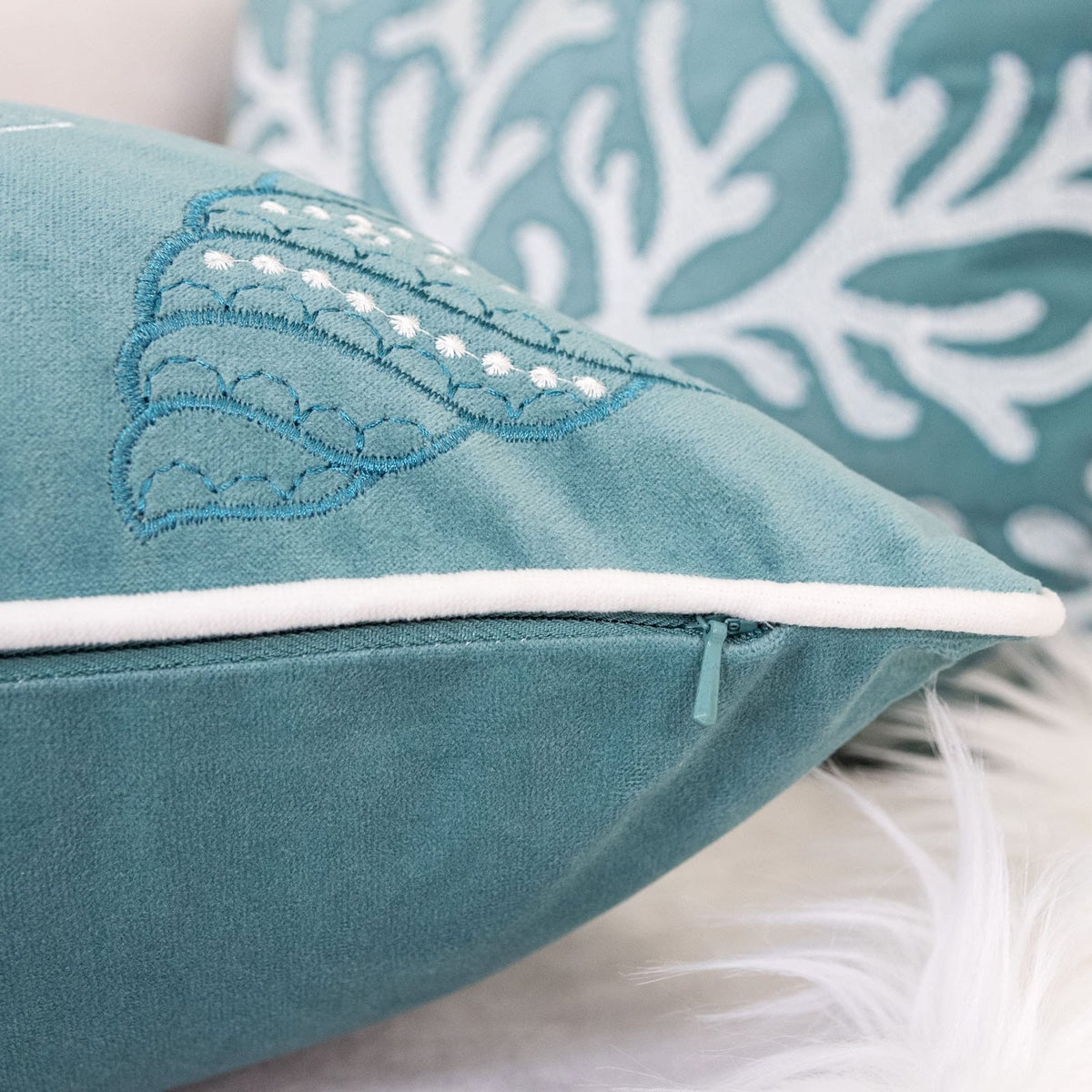 Light Blue Velvet Pillow Covers Set of 2, 20x20 Accent Pillows