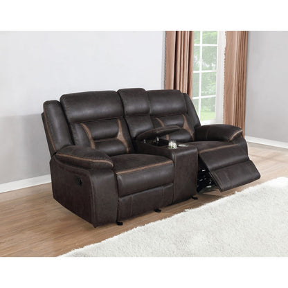 Brown Upholstered Glider Loveseat 77" Primary Living Space