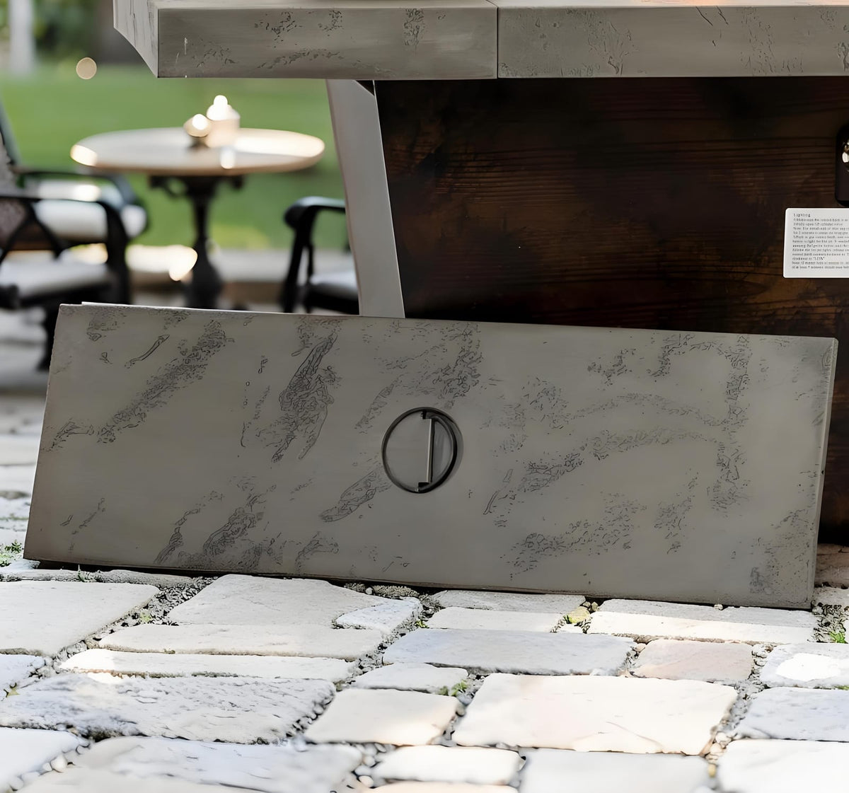 Cement Grey Steel Fire Pit Table - 42 Inch Outdoor Heating